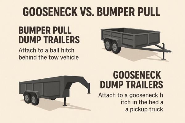 This image is about the difference between gooseneck trailer vs bumper trailers